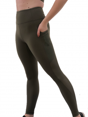 Olive Green High Waist Leggings with Pockets